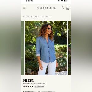 Frank & Eileen Blue Relaxed Button-Up Shirt NWOT